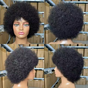 Perruques tressées africaines abordables, entièrement faites à la machine, sans dentelle, avec franges, pour la vente en gros, perruque courte style pixie sans colle - Product Image 2