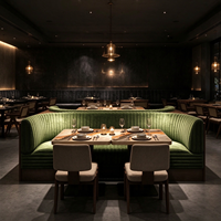 Banquette de restaurant incurvée en velours capitonné, canapé d'angle commercial pour café et salon
