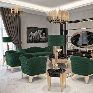 Venta caliente de lujo muebles de sala de estar sofá Uno Dos Tres sofás de lujo italiano moderno conjunto de sofá de terciopelo verde - Product Image 3