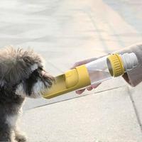 Bouteille d'eau portable pour chien pour la promenade, 2-en-1, anti-fuite, distributeur d'eau de voyage pour animaux de compagnie, matériau de qualité alimentaire avec récipient pour nourriture