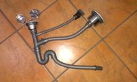 Évier de cuisine moderne à double bac avec drain flexible et siphon filtrant facile à installer, tuyau d'égout en PVC et fil métallique