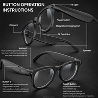 Lunettes Intelligentes avec Caméra Bluetooth 6.0 pour Enregistrements Familiaux, Vlogs de Voyage, Enregistrement Photo et Vidéo Mains Libres, Appel et Traduction IA