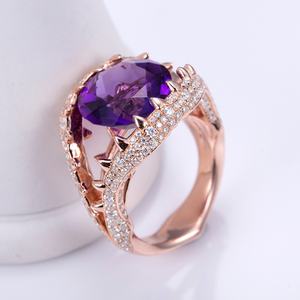 Bague en argent Messi Jewelry MSR-1003 avec pierre précieuse améthyste de 12 mm - Product Image 3