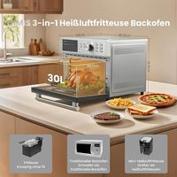 Horno de Convección y Freidora de Aire Dual de 30L, 10 en 1, Eléctrico OTG para Pizza y Repostería, Tostadora Doméstica Combinada con Asador y Deshidratador