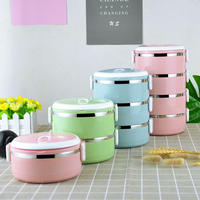 Boîte à Lunch en Acier Inoxydable sans BPA, Conteneurs Alimentaires Superposés, Boîte Bento Forme Ronde