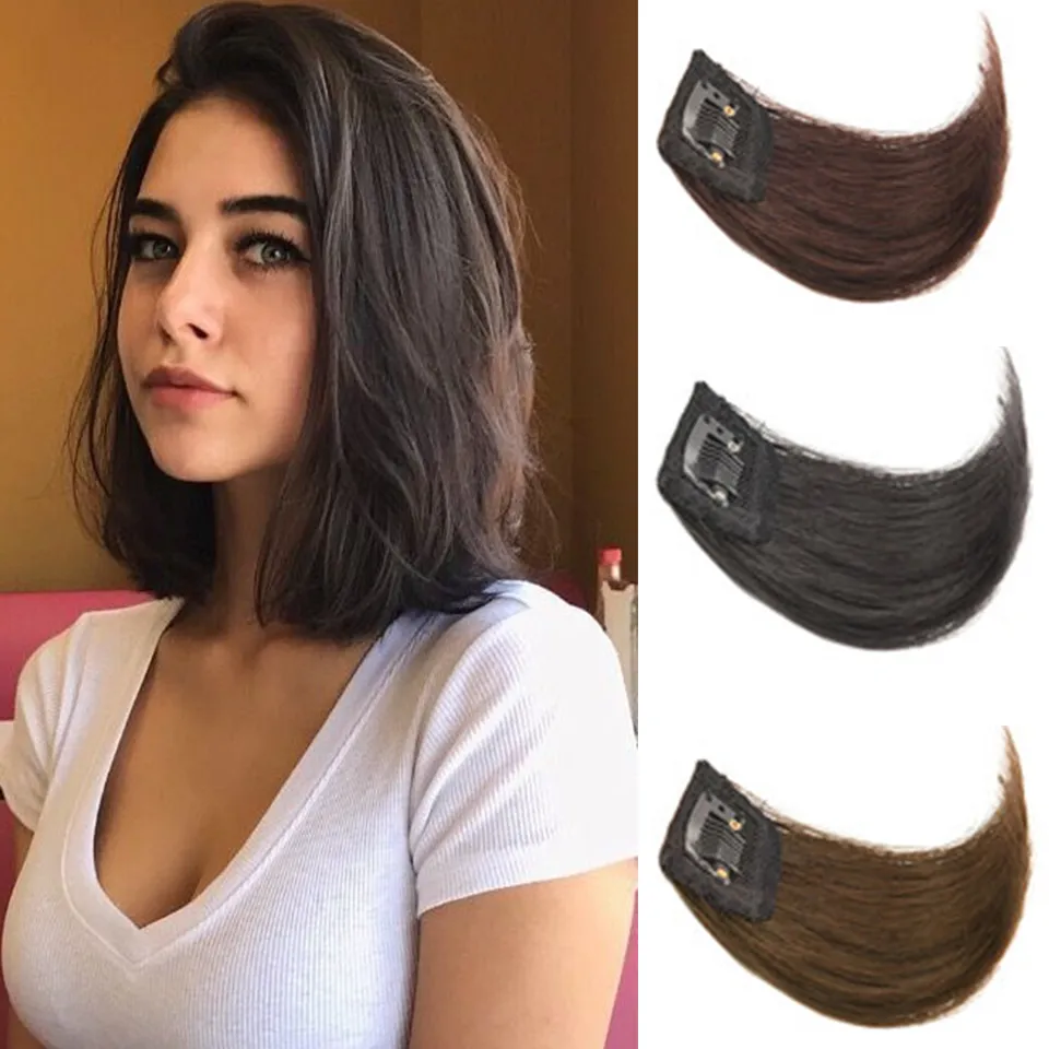 Echthaar verlängerungen Schwarzbraun Natürliche Haarnadel klammer In Falschen Haar teilen Für Frauen Haar polster