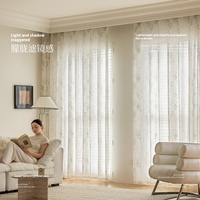 Rideau de fenêtre transparent en lin blanc haut de gamme de style pastoral-Filtrage de la lumière et protection de la vie privée avec paniers de rangement en baie