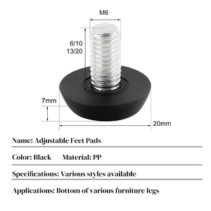 Patas Niveladoras para Muebles, También Conocidas como Almohadillas Ajustables para Patas o Deslizadores para Muebles, Base con Rosca, Patas Niveladoras Deslizantes para Muebles - Product Image 3
