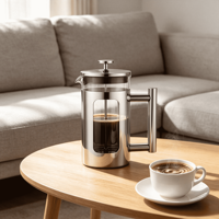 Cafetière à piston transparente en verre borosilicate de haute qualité 800 ml avec filtre en acier inoxydable résistant à la chaleur pour café et thé