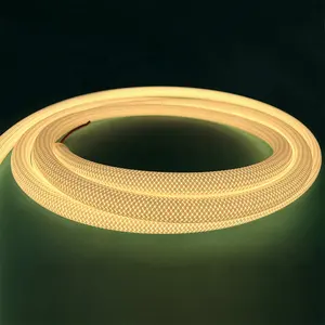 D22mm 360 derajat bulat tahan air fleksibel Neon LED lampu Strip tenun putih tali Neon