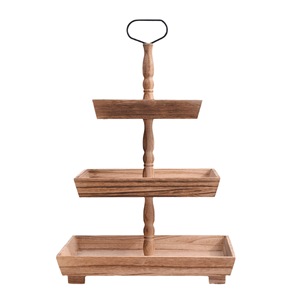 Wooden Three Layer <b>Tray</b> 3 Tier Rectangular <b>Storage</b> <b>Trays</b> For Fruit Snacks Desserts Household Use Painted Finish - Product Image 4