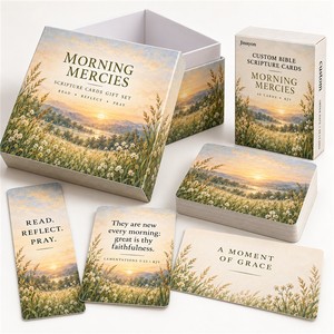 Cartes <span class=keywords><strong>de</strong></span> prière dévotionnelles personnalisées avec des versets bibliques MORNING MERCIES KJV, 57x87mm, lot <span class=keywords><strong>de</strong></span> 40 cartes, cadeau chrétien - Product Image 4