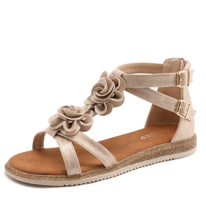 Sandalias Romanas Planas de Verano 2026 para Mujer, Diseño Floral Bohemio, Antideslizantes, con Cierre Trasero, Zapatos de Playa - Product Image 1