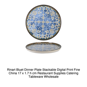 Plato de Cena Apilable Rinart Bluet con Impresión Digital, Porcelana Fina, 17 x 1.7 h cm, Suministros para Restaurantes, Vajilla para Catering, Venta al por Mayor - Product Image 2