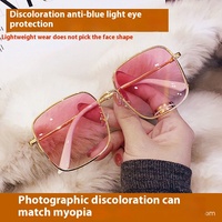S3 femmes à la mode carré-cadre myopie lunettes paillettes diamant bord Anti-lumière bleue Protection des yeux plat miroir lettre à la mode