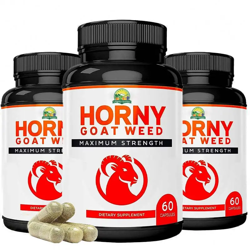 Capsules OEM Horny Goat Weed Complexe avec Tongkat Ali et pilules d'agrandissement de racine de maca pour homme Boost Stamina Energy