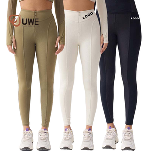 Leggings acanalados de cintura alta con cremallera, <span class=keywords><strong>ajustados</strong></span>, moldeadores, elásticos, para deporte, fitness, yoga, <span class=keywords><strong>pantalones</strong></span> largos, cálidos, para <span class=keywords><strong>esquí</strong></span>, activos - Product Image 1
