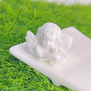 แหวนเรซิ่นรูปทรงสาวน้อยสีขาวทอง งาน DIY รูปปั้นคิวปิด แหวนพลาสติกหนา แหวนพลาสติกปีกนางฟ้า - Product Image 3