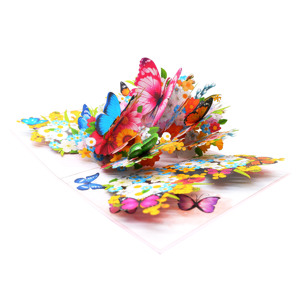 Carte pop-up 3D personnalisée faite à la main, découpée au laser, impression offset, motif fleurs et papillons, best-seller pour Thanksgiving - Product Image 6