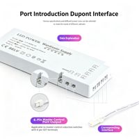 Alimentation LED pour armoire avec interface DuPont 12V 24V, transformateur intelligent pour armoire avec capteur de mouvement PIR et interrupteur tactile à balayage de main