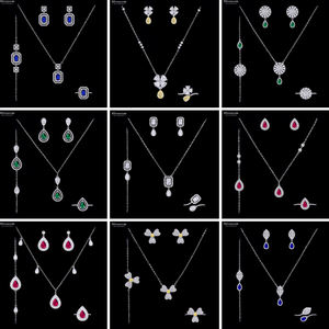Bloesem Cs Sieraden Groothandel 925 Sterling Zilver Mode Fijne Geometrische Hanger Dubbele Ketting Zirkonia Sieraden Sets Voor Vrouwen - Product Image 1