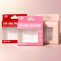 Boîte d'emballage personnalisée en papier kraft avec fenêtre transparente et crochet, boîte pliable en papier couché couleur pour duo de vernis à ongles