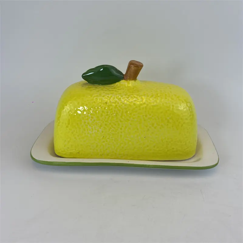 Plato de mantequilla de diseño creativo de frutas, plato de cerámica personalizado para servir pasteles, plato de mantequilla con cubierta
