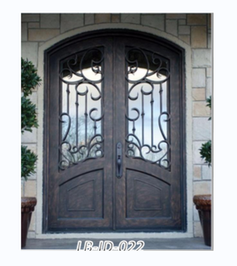 Modern Iron Front <strong>Door</strong> with <strong>Glass</strong> <strong>Inserts</strong> - European Style Wrought Iron Main <strong>Entry</strong> <strong>Door</strong> for Villa &amp; Hotel Exterior Design - Product Image 1
