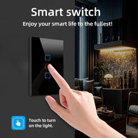 Interruptor de Pared Inteligente con Panel Táctil de Vidrio WiFi, Control por Voz con Alexa y Google Home, Función de Temporizador y Control Remoto por Aplicación