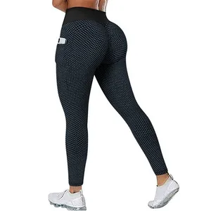 Leggings de <span class=keywords><strong>Yoga</strong></span> para Mujer, Cintura Alta, Efecto Levanta Glúteos, Nailon y Spandex, Secado Rápido, Resistentes a las Sentadillas, Diseño Panal de Abeja, con Bolsillos, para Gimnasio, <span class=keywords><strong>Yoga</strong></span> y Running - Product Image 2