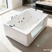 Baignoire rectangulaire moderne et traditionnelle en acrylique, écologique, idéale pour appartement, avec robinet de douche intégré et fonction de massage par air