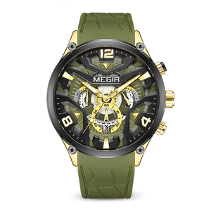 <span class=keywords><strong>Montre</strong></span> Chronographe à Quartz en Alliage pour Hommes, Bracelet en Silicone Personnalisé, <span class=keywords><strong>Prix</strong></span> d'Usine, Montres <span class=keywords><strong>Megir</strong></span> en Gros - Product Image 1