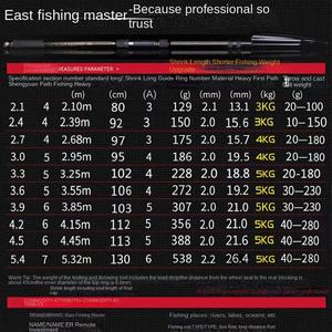 Canne à pêche longue portée East Sea Fishing modèle FI171, en carbone super dur, 6 sections, 113 cm, pliée, ensemble complet, 388 g - Product Image 2