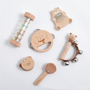Juego de Instrumentos Musicales de Madera con Forma de Oso, Xilófono, Sonajero, Campana, Tambor, Juguete de Percusión para la Educación Temprana de Niños - Product Image 4