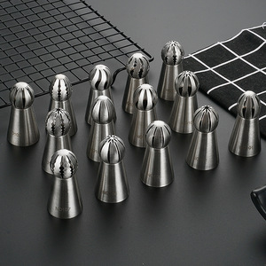 Venta directa de fábrica de boquillas de repostería en forma de antorcha de acero inoxidable 304, juego de boquillas esféricas moldeadas en una sola pieza para decoración de tartas con crema de mantequilla. - Product Image 1