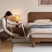 Lit en bois massif bord noyer noir nord-américain petite chambre lit en rondins simple nouveau lit double en bois de style chinois