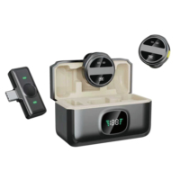Microphone cravate sans fil double micro avec affichage LED, connecteur Type C, réduction de bruit audio, enregistrement vidéo, diffusion en direct, aimant