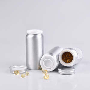 Récipient en aluminium pour vitamines Emballage de supplément Pot en aluminium Bouteille ronde en métal pour comprimés de pilules chimiques - Product Image 1