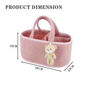 Meilleure vente Portable Teddy Velvet Ovale Nouveau-né Nappy Caddy Diaper Carry Tote Bag Nursery Storage Mommy Organizer Bin for Baby - Product Image 2