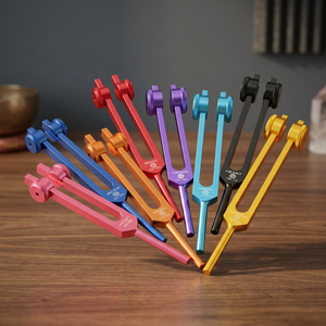 Ensemble de 7 diapasons chakra en métal coloré, outils de sonothérapie lestés pour la méditation et le massage - Product Image 4