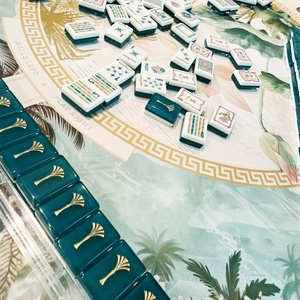 Durable Foldable Modern Portable Environmentally Friendly Blue Lagoon Acrylic American <b>Mahjong</b> Tiles <b>Set</b> Custom Size Color - Product Image 1