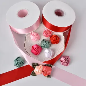 Mini Ribbon Rose Flower trắng handmade hoa satin Ribbon hoa hồng Ribbon cho bó hoa
