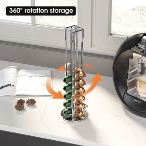 Support Présentoir Tour à Capsules de Café Argenté pour <span class=keywords><strong>Nespresso</strong></span> <span class=keywords><strong>Original</strong></span>, Contenance Jusqu'à 40 Pièces - Product Image 2