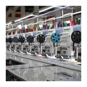 uper High Speed Embroidery Machine 9 colors 24 / 28 heads with sequins device new model 1500 RPM design glass table