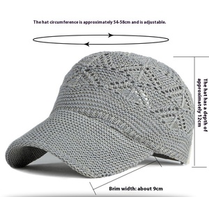 Mùa Hè Mùa Thu Mặt Trời Visor Hat Lưới <span class=keywords><strong>Cap</strong></span> Ngoài Trời Dệt Crochet Dệt Kim Mũ Bóng Chày Thoáng Khí Cho Phụ Nữ - Product Image 2