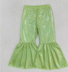 Pantalones de Campana Brillantes para Niñas Pequeñas, 13 Colores Disponibles, Pantalones con Volantes para Niños, Pantalones de Boutique - Product Image 1