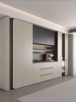 Modernes Massivholz Umweltfreundliches Modulares Sideboard 5 Verstellbare Regale Flache Paneeltüren Große Aufbewahrungskapazität Wohnzimmer Esszimmer
