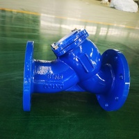 Filtre en Y pour pipeline DN100 PN16 en fonte ductile à brides, avec élément filtrant amovible en époxy bleu pour l'admission d'eau brute