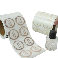 Adhésif imperméable personnalisé magnifiquement imprimé marquage à chaud feuille d'or rose cercle transparent autocollants étiquettes de bouteille