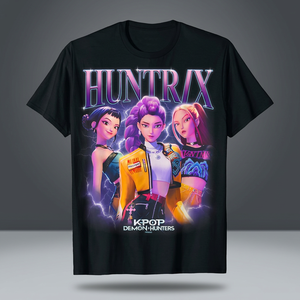 Huntrix Kpop Demon Hunters Men's Casual T-Shirt Crew Neck Summer Breathable Knitted Spandex/Cotton 240gsm Solid Printed - Product Image 3